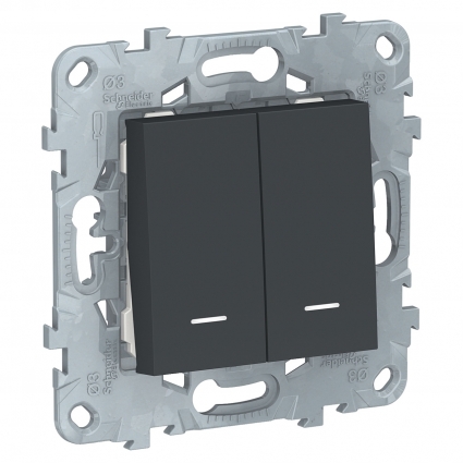 Переключатель двухклавишный с подсветкой Schneider Electric Unica New NU521354N