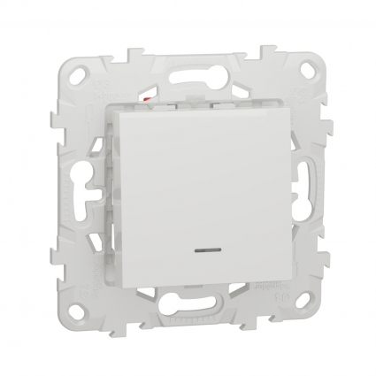 Переключатель одноклавишный перекрестный с подсветкой Schneider Electric Unica New NU520518N, цвет белый