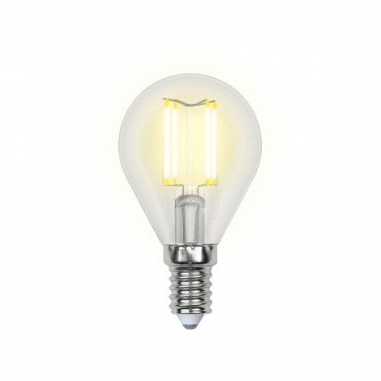 Лампа светодиодная филаментная (UL-00003254) Uniel E14 7,5W 4000K прозрачная LED-G45-7,5W/NW/E14/CL GLA01TR, цвет прозрачный, мощность 7.5 Вт