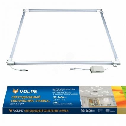 Встраиваемый светодиодный светильник (UL-00004085) Volpe ULO-Q190 6060-36W/3000K White цвет белый