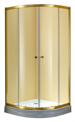 Душевой уголок Sturm Gallery 90 см new gold четверть круга, двери раздвижные